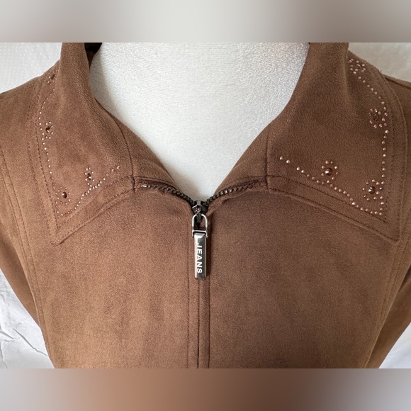 Moschino Jeans Suede ruffle jacket brown, size8 - Picture 7 of 11